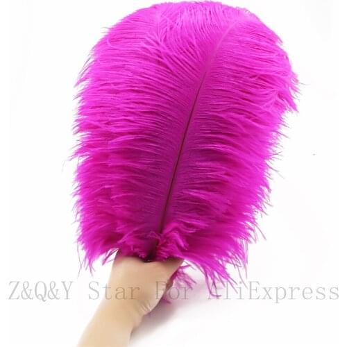 Natural beautiful 35-40CM (14-16 inches) ostrich hair 10-100 pieces dyed rose red DIY craft jewelry clothing decorative feathers