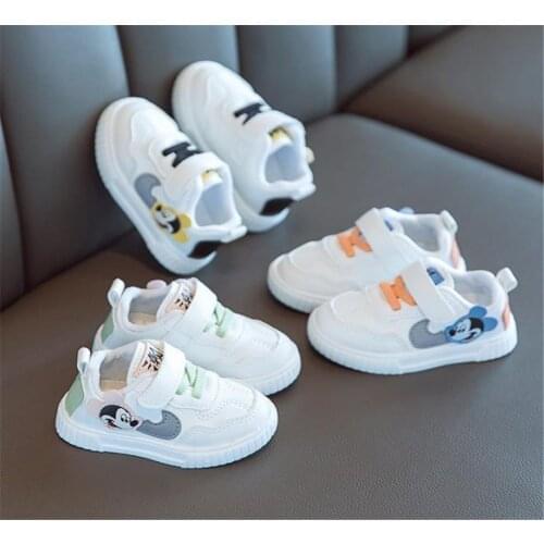 Disney New 2021 cartoon baby white shoe boys and girls in the spring and autumn winter toddler child shoes sneakers
