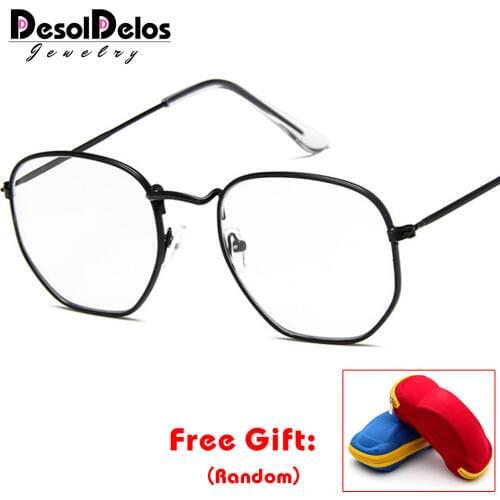 Vintage Clear glasses Frame Women Men 2019 Retro Optical Eye glasses men Hexagon sunglasses Oculos lentes de sol mujer with box