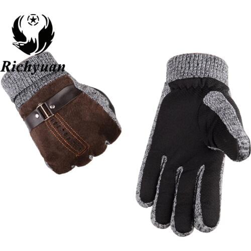 1 Pair Mens Leather Glovers Thinsulate Soft Feel Fully Lined Winter Warm Walking Mittens Leather Driving Gloves Men Black Brown