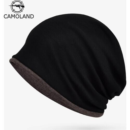 CAMOLAND Autumn Skullies Beanies For Women Men Casual Soft Knitted Hat Outdoor Sports Baggy Cycling Hat Male Hedging Caps