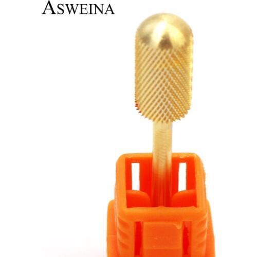 ASWEINA AAAAA Top Quality F Gold Smooth Top Carbide Nail Drills Bit Electric Nail File Nail Art Drill Accessory