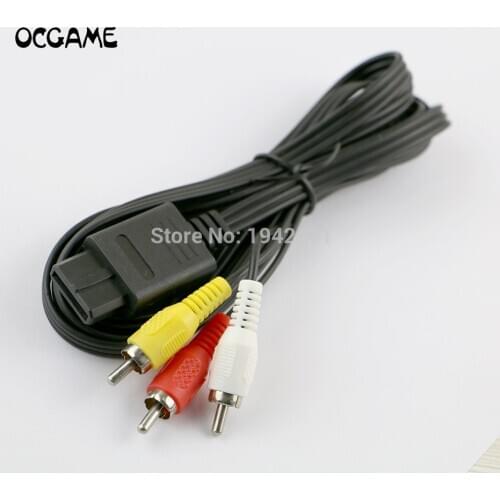 OCGAME high quality 180cm 6FT AV TV RCA Video Cord Cable For Game cube/for SNES GameCube for N64 64 10pcs/lot