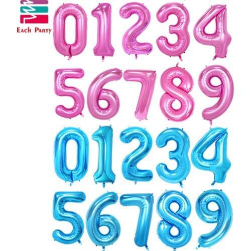 40inch Number Foil Balloons Wedding Decorations Birthday Figure Balloon blue pink Digit Helium Balloon party Decorations Globos