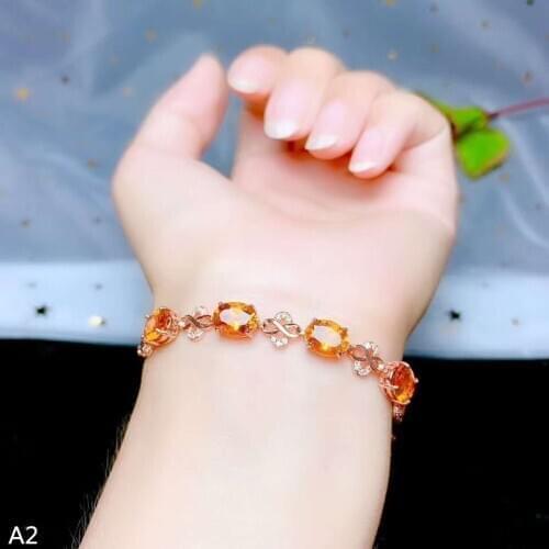 KJJEAXCMY jewelry 925 Sterling Silver Pure Natural Fanta Color Citrine Girls Womens Bracelets Water Drop Support Testing