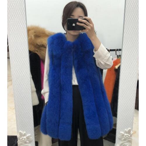 2019 womens outerwear coats fox fur vest Korean version round long vest outwear
