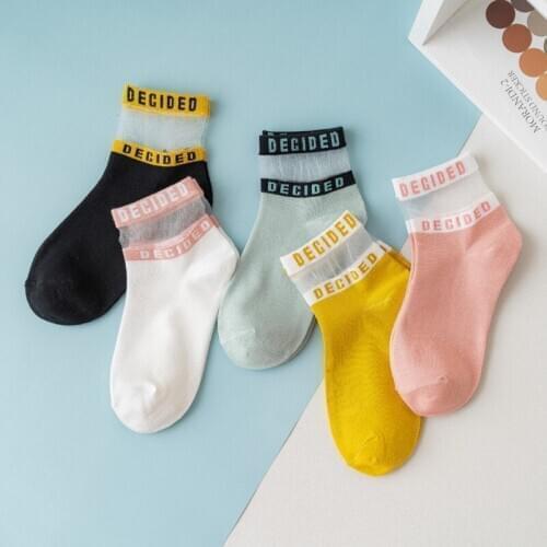 Women Socks Summer Cool Vintage Breathable Transparent Ultra-thin Women Socks Woman Original Soft Fashion white black pink sox