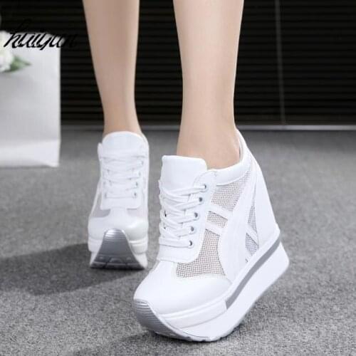 2019 Summer increased with breathable mesh surface in the casual shoes women loafers high platform shoes women 11cm