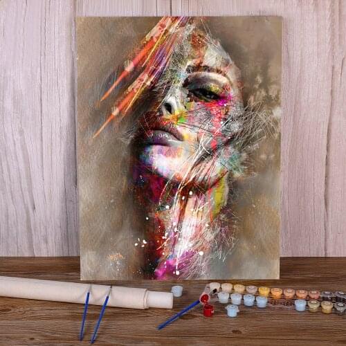 Woman Portrait Graffiti Coloring By Numbers Painting Package Acrylic Paints 50*70 Boards By Numbers Loft Wall Handiwork