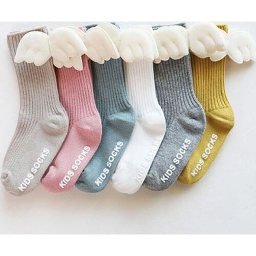 1 pairs pack lot newborn baby socks combed cotton boys and girls baby solid color breathable hot sale cute wing socks