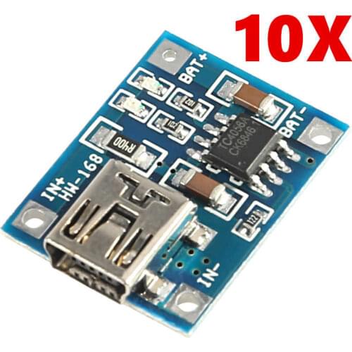 10PCS mini USB 5V 1A TP4056 Lithium Battery Charger Module Charging Board With Protection Dual Functions 1A Li-ion