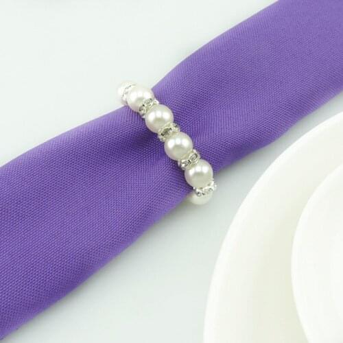 10pcs Pearl Rhinestone Napkin Rings Napkin Buckles For Wedding Banquet Restaurant Hotel Dinner Table Decoration Serviette Holder