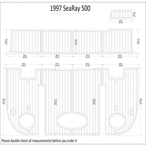 1997 SeaRay 500 Swim Step Pad Boat EVA Teak Decking 1/4" 6mm