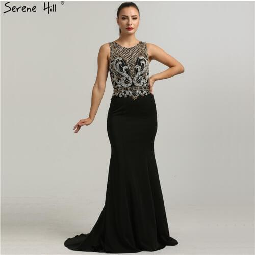 2020 O-Neck Sleeveless Sexy Mermaid Prom Dresses Diamond Beading Fashion Elegant Evening Gowns Serene Hill LA6419