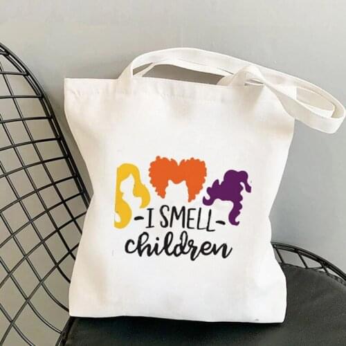2021 Shopper I smell children Printed Tote Bag women Harajuku shopper handbag girl Shoulder shopping bag Lady Canvas Bag
