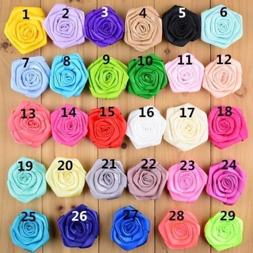 30 pcs/lot , 2.36" Satin Rolled Ribbon Rose Flowers