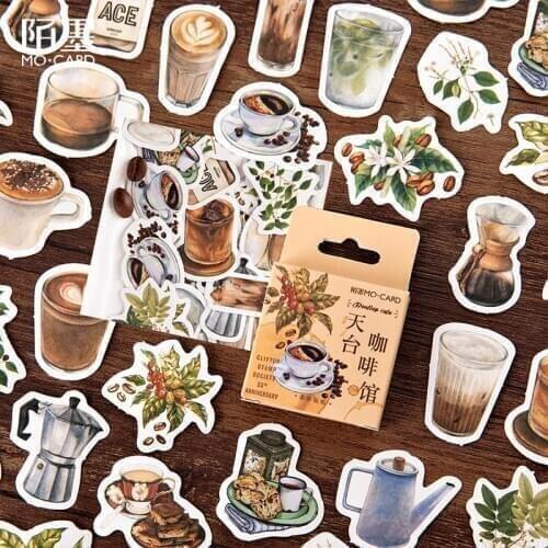 46pcs/pack Rooftop Coffee Shop Vintage Stickers Scrapbooking Stickers For Kid Journal Planner DIY Crafts Scrapbooking Diary
