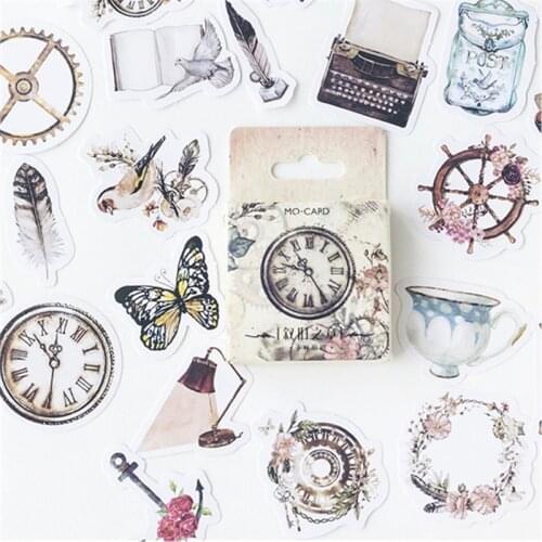 46Pcs/box Vintage Narrate Chapter paper sticker pack DIY Diary Deco Scrapbooking Stickers Office School Supply For Kids
