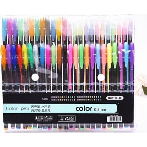 48 Colors/Set Gel Pen Metallic Marker Pens Neon Color Sketch Pen Creative Ballpoint Pen Highlighter Material Escolar