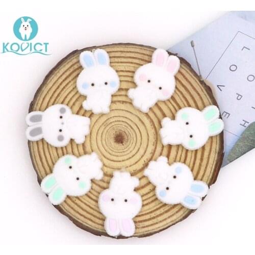 Kovict 5/10 pcs 26mm cute mini rabbit Silicone Beads Animal Baby Teether Infant Teething Bead For DIY Necklace Accessories Toy