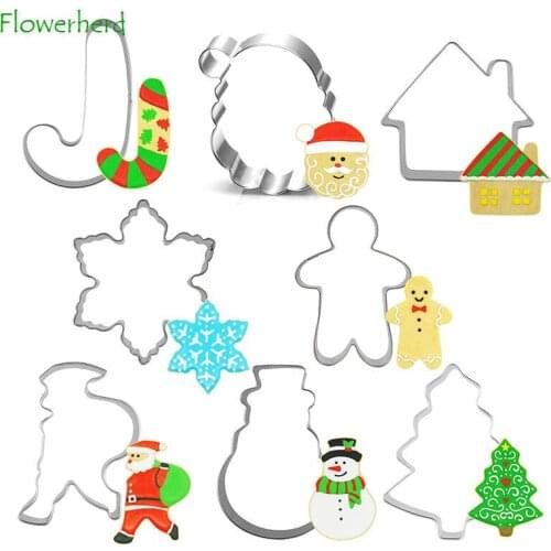 8Pieces Christmas Cookie Cutter Biscuit Mold Press Stamp Embosser Sugar Pasty Accessories DIY Cake Baking Mould Baking Tools
