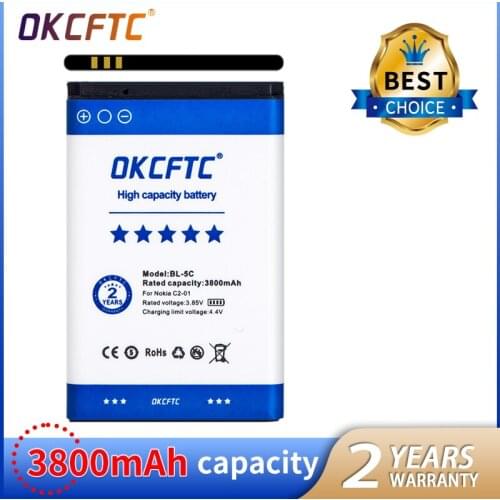 3800mAh BL-5C Battery BL5C Mobile Phone Battery For Nokia 2610 2600 2300 6230 6630 1100 N70 N71 Battery 5C