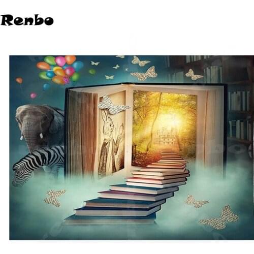 Fantasy 5d diy diamond painting embroidery rhinestone cross stitch Magic Book With Balloon Elephant Butterflies for decoration
