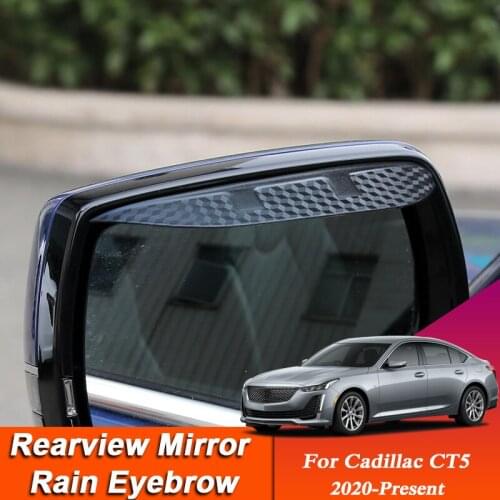 Car-styling For Cadillac AT5 2020-Present Carbon Fiber Rearview Mirror Eyebrow Rain Shield Anti-rain Cover External Auto Sticker