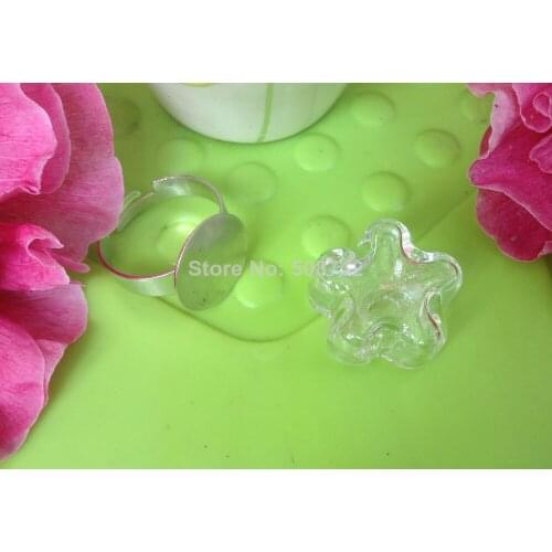 Free shipping !! 10pcs 21X21MM Liquid Ring Dasiy,Liquid Metal Mesh Ring,glass globe rings,Glass Globe Bubble Vial rings