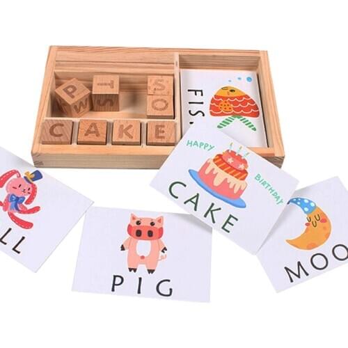 Baby Educational Toys Wood Cardboard Learning English Wooden Toys Baby Montessori Materials Math Toys Cognitive Puzzle Cards