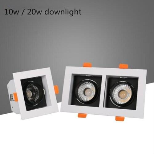 Energy Saving COB LED Downlights 10w 20w Surface Mounted Dimmable LED Ceiling Lamps Spot Light square Rotation AC85-265V