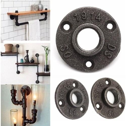 3/4" Malleable Threaded Floor Flange Iron Pipe Fittings Wall Mount Black