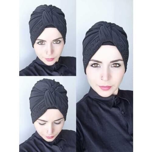Hijab Pearl knot bone Black