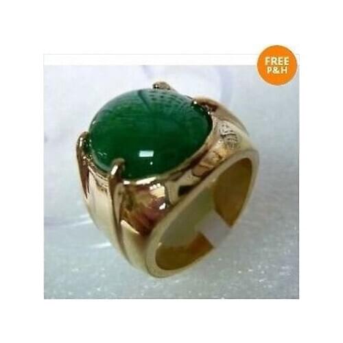Good >>new hot Tibet silver green stone Mens ring size 10