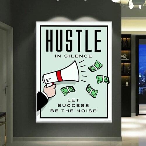Hustle In Silence Inspirational Art Canvas Painting Motivational Quote Office Wall Art Posters and Prints Cuadros Pictures Decor