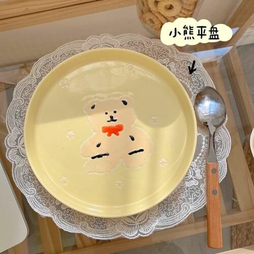 Cartoon Bear Baby Ceramic Dinner Bowl Children Cute Tableware Set Kid Dinner Plate Baby Training Bowl School Home Dish