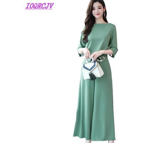 Two pieces set women 2018 summer clothes high quality chiffon short top and wide leg pants sets fashion female Plus size suit