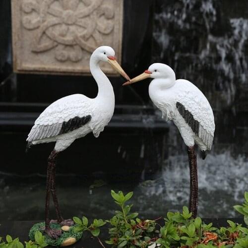 Nordic Creative Resin crane garden patio outdoor rockery pool Decorative ornaments Simulated animal bird Modern home decoration