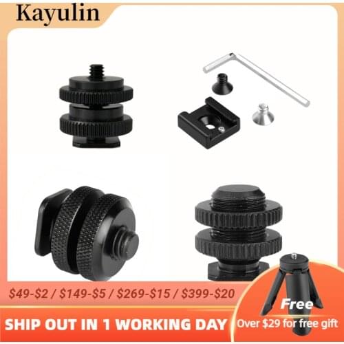 Kayulin Hot Cold Shoe Mount 1/4 3/8 5/8 inch with 1/4 inch Tripod Screw to Flash Hot Shoe Mount Adapter