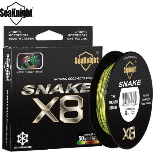 SeaKnight SNAKE8 8Strands Braided PE Line 150M 300M 15-100LB Strong Multifilament Camouflage Fishing Line for Snake-head fishing