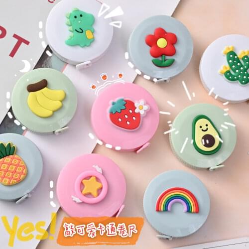 1pc Cartoon Mini Tapeline with Cute Fruits Animals Tape Multi-function Portable Soft Ruler Measure Tool Sewing Gadget
