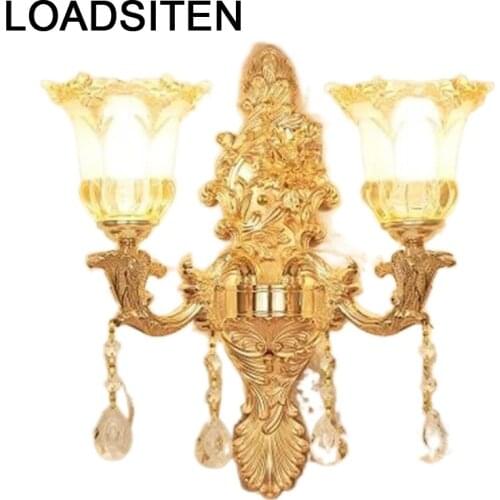 Wandlampe De Vintage Lamp Deco Maison Mirror For Home Aplique Luz Pared Applique Murale Luminaire Crystal Wall Bedroom Light