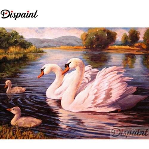 Dispaint Full Square/Round Drill 5D DIY Diamond Painting "White Swan" Embroidery Cross Stitch 3D Home Decor A11941