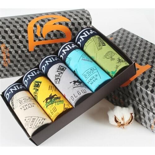 5Pcs/lot Cotton Underwear Men Cartoon Print Men Boxers Homme Comfortable Underpants Soft Breathable Male Panties