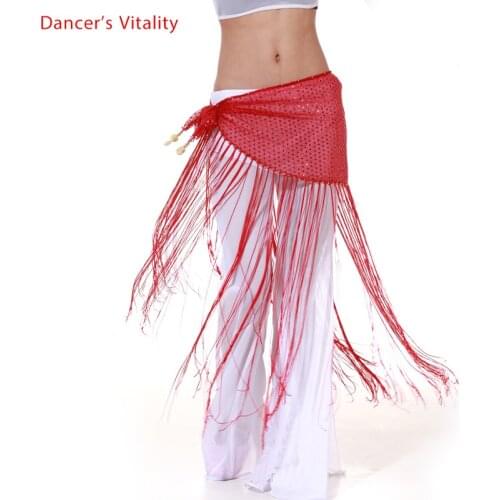 New style Belly dance costumes mesh sequins long tassel belly dance hip scarf for women belly dancing belts