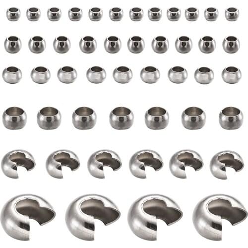 304 Stainless Steel Covers Crimp End Beads Fitting Ball Chain Stopper Spacer Beads Box For DIY Jewelry Making Findings Supplies