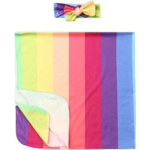 Baby Wrap Newborn Receiving Blanket Infant Girls Cotton Swaddle Kids Floral Blanket+Headband Newborn Photography Props Baby Wrap