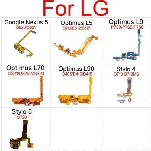 Micro Charging Charger Board Flex Cable For LG Optimus L5 L9 L70 L90 E610 D321 P760 D405 Stylo 4 5 Q710 Q720 Google Nexus 5 D820