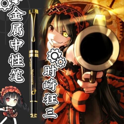Anime DATE A LIVE Tokisaki Kurumi Nightmare Metal Stationery Ballpoint Gel Pen Rollerball Pen Student Sign Pen Creative Gift
