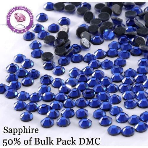 Bulk Price SS6 -SS30 Sapphire DMC High Quality Hotfix Rhinestones For Clothing Accessories DIY Decoration Iron On Stones
